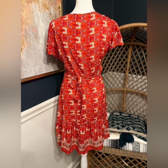 La Ros Red Floral Wrap Dress - Picture 5 of 6